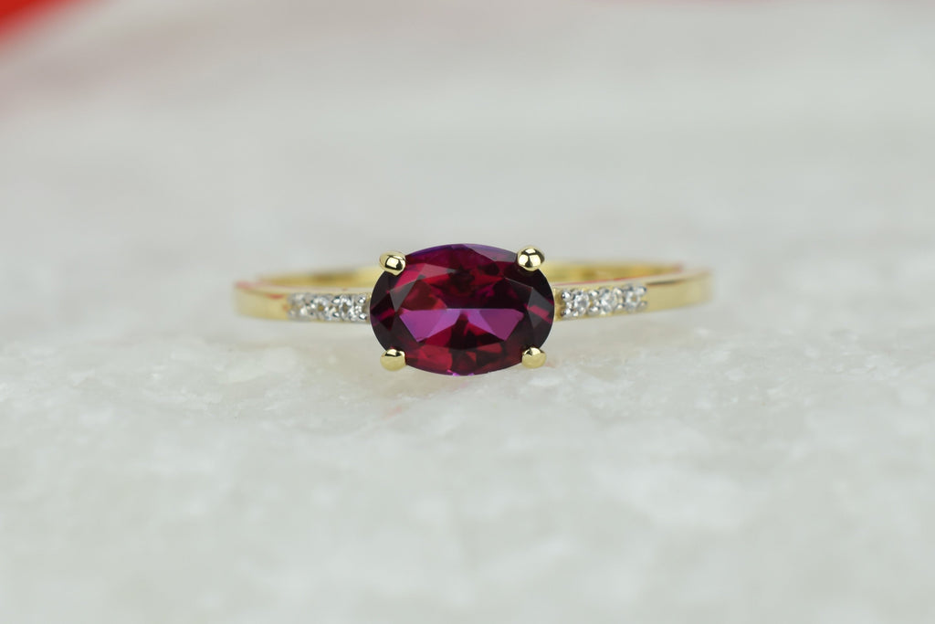 14k topaas ring, 14k rode topaas ring, swarovski ring, swarovski topaas ring, gouden topaas ring, swarovski gouden ring, 14k natuurlijke steen ring, birthstone ring, geboortesteen ring