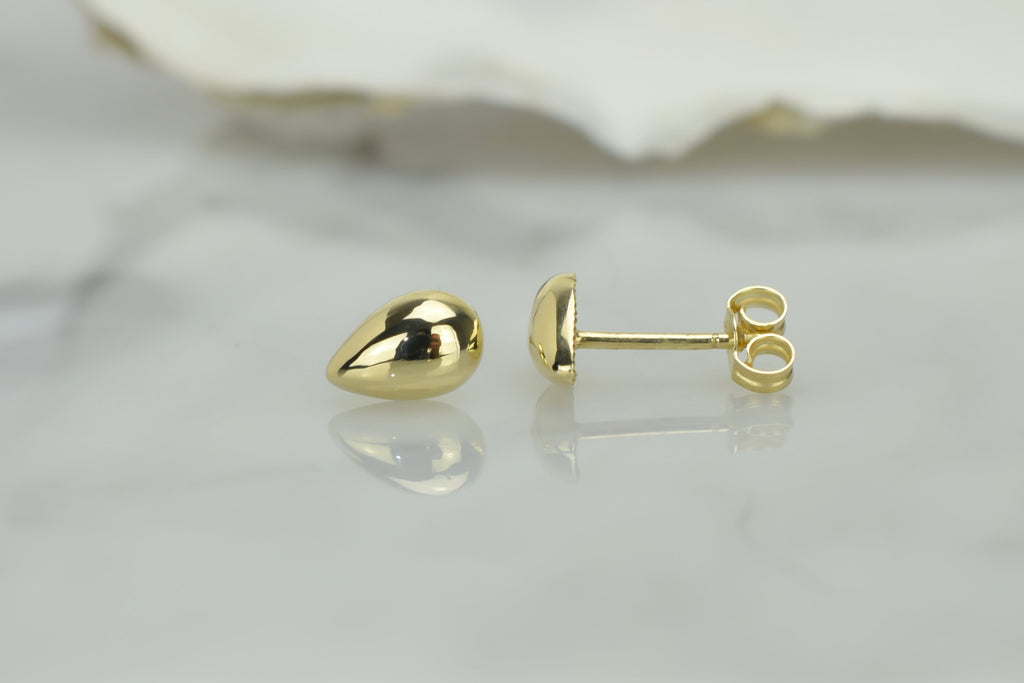 14 karaat goud oorknoppen, oorknoppen 14k druppelvormige, kleine oorbellen voor dames, traanvormige oorbellen