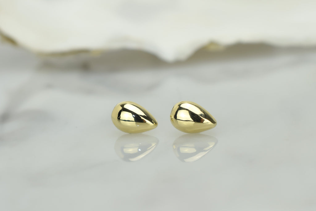 14 karaat goud oorknoppen, oorknoppen 14k druppelvormige, kleine oorbellen voor dames, traanvormige oorbellen