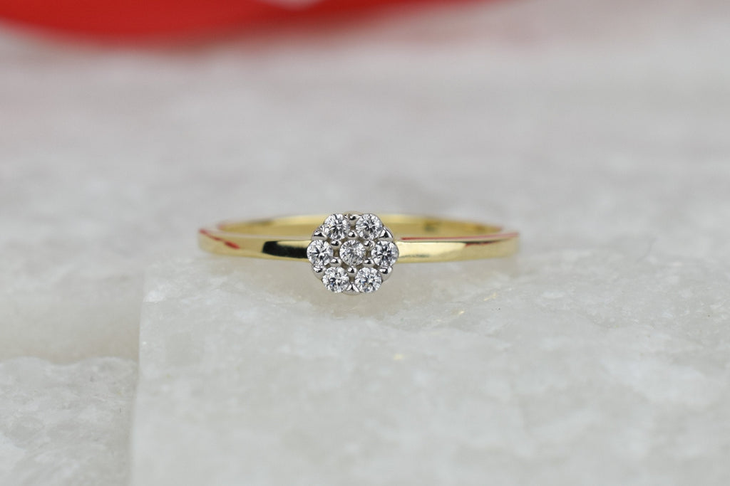14k bloemen ring, ring met steen goud, gouden ring met stenen, 14 karaat stenen ring, gouden bloemen ring, 14k dames ring, verlovingsring goud, 14k gouden verlovingsring, gouden ring, gouden daisy ring