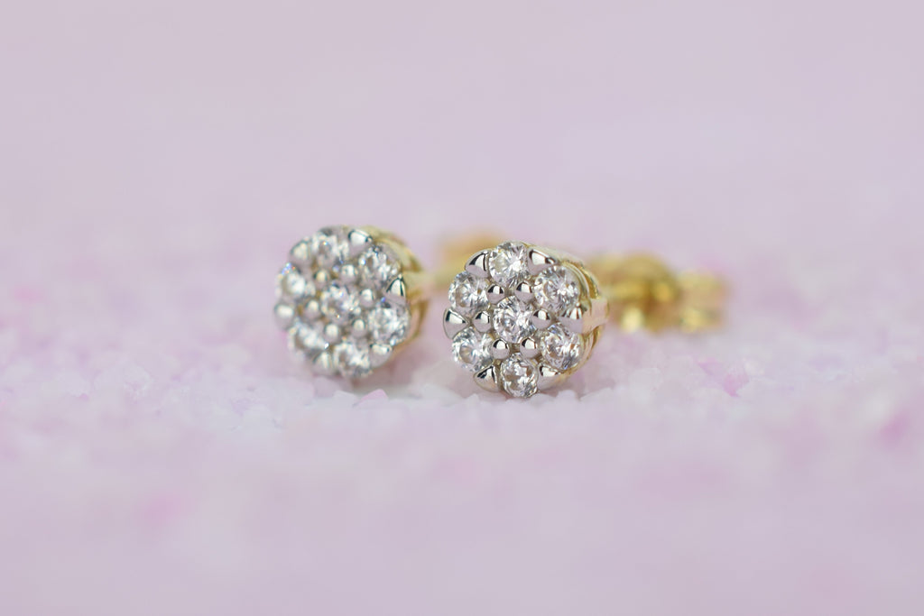 14 karaat gouden oorbellen, oorbellen goud, gouden bloemen oorbellen, oorbellen 14k bloemen, petite oorbellen goud, 14k oorbellen met stenen