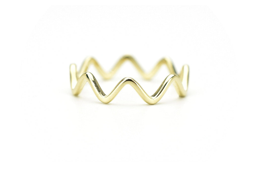 14k ring, Waves Ring, Zigzag ring goud, gold 14k ring, 14k aanschuifring