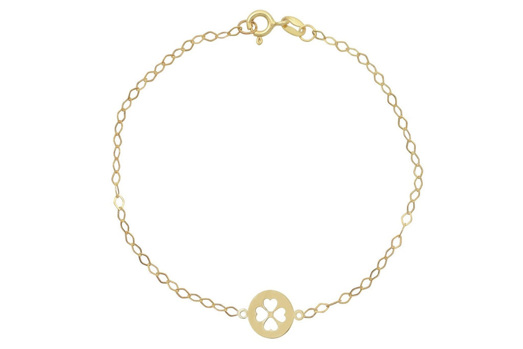 Armband klaver 4 goud, gouden klavertje vier,Gouden dames armband, dames armband,14 karaat armband dames, armband klaver vier voor dames, sierlijke gouden armband