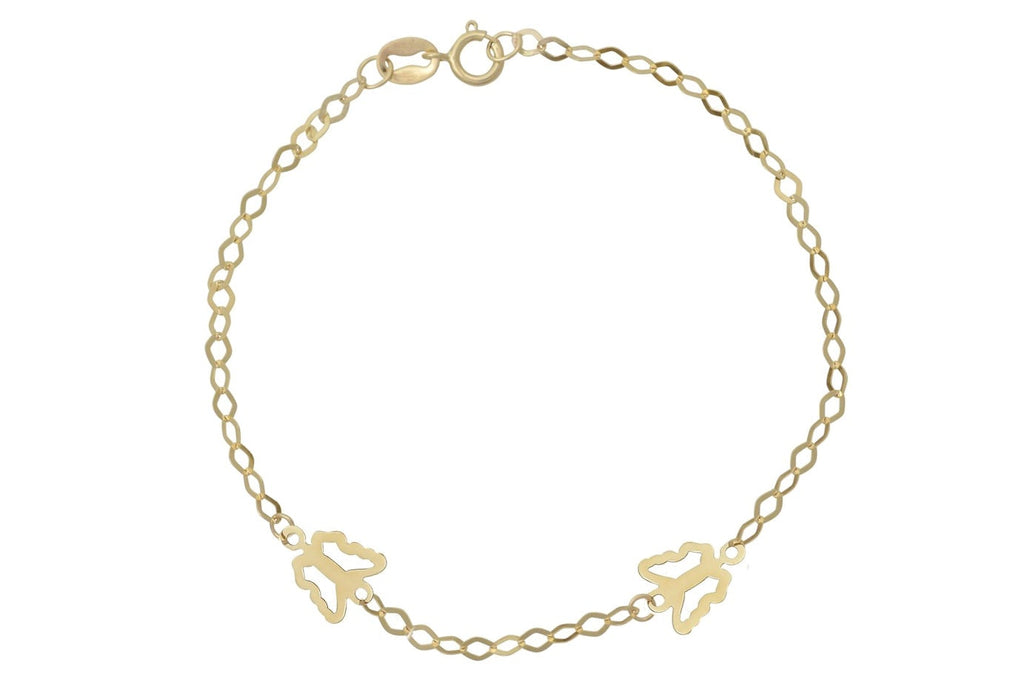 Dames armband, mooie dames armband, vlinders armband goud, 14k armband met vlinders, dames gouden armband, gouden armband met 2 vlinders, schakel armband met vlinders, moeder kind sieraden, vlinder sieraad, vlinder armband, armband 14 karaat vlinders