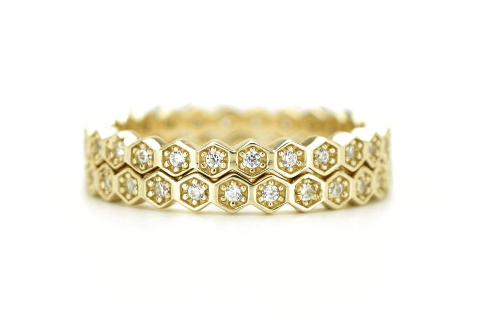 honingraat ring set, ringenset zilver, stapel ringen, aanschuifring zilver, honeycomb ring goud, aanschuifring rosegoud, unieke ringen