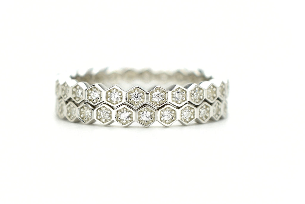 honingraat ring set, ringenset zilver, stapel ringen, aanschuifring zilver, honeycomb ring goud, aanschuifring rosegoud, unieke ringen