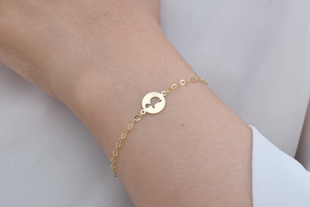 gouden dames armband, dames armband, 14k schildpad armband, gouden schildpad armband, schildpad sieraad, minimalistische armband, armband met bedel, schakel armband goud, 14k schildpad armbandje dames