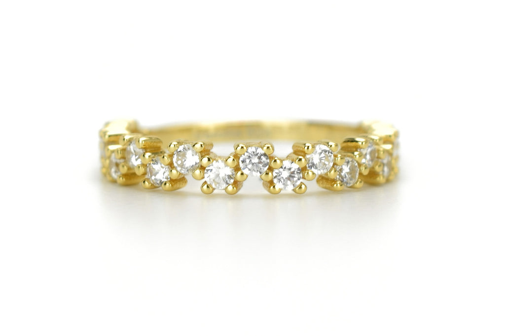 gouden ring, 18k goud, ring ban, stapel ring, half eternity ring, verlovingsring, aanschuif ring goud