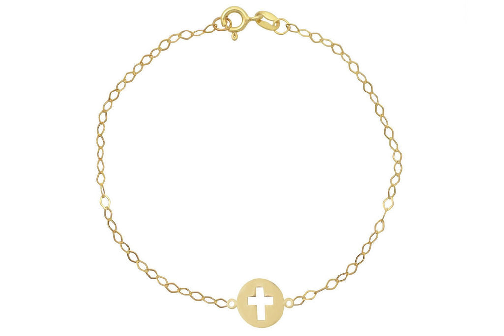14 karaat kruisje armband, armband met kruis, dames kruis armband, armband goud net kruis bedel, elegante armband, gouden kruis armband moeder en kind