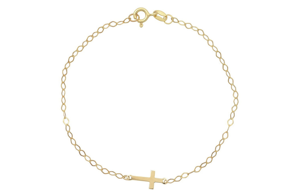 14k gouden kruis armband, armband goud met kruis, kruisje bedel armband, schakelarmband met kruisje, 14k dames armband, elegante armband goud